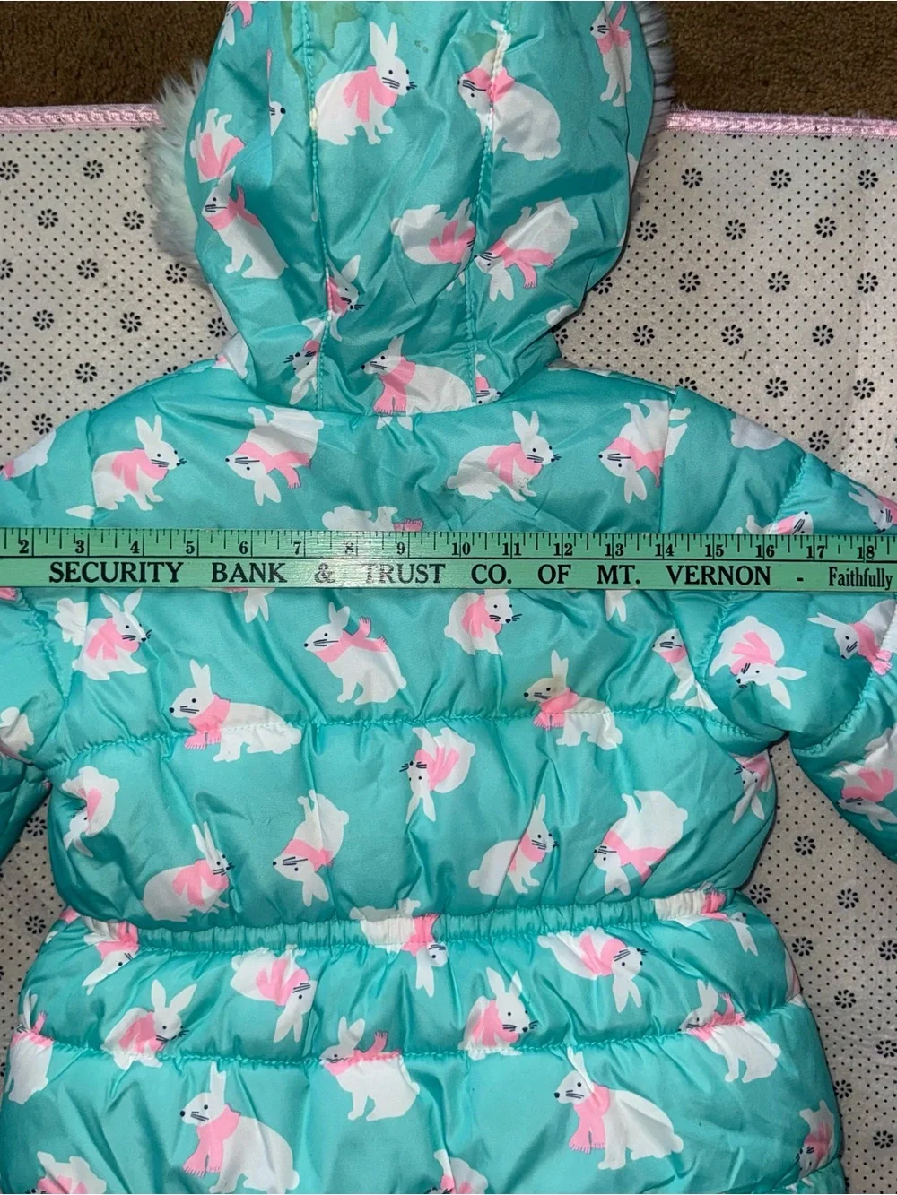 Carter’s Girls Bunny Puffer Jacket Snow Bib Ski Suit Set Size 5/6